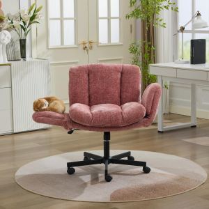 Chaise bureau pivotante chenille SW5028PK, réglable hauteur rose pâle