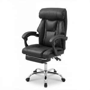 Chaise bureau exécutif ajustable, dossier haut, repose-pied, cuir