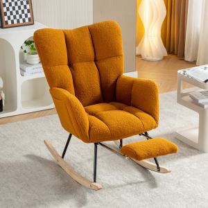 067-Fauteuil berçant teddy pieds ajustables, caramel