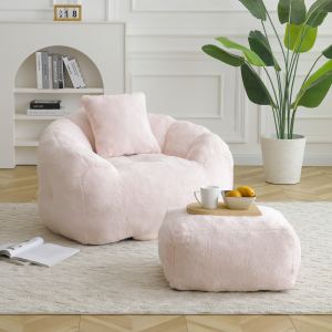 Géant fauteuil poire repose-pieds peluche adulte enfant