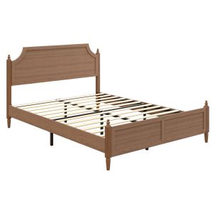 Lit plateforme Queen Farmhouse avec tête et pied, brun foncé