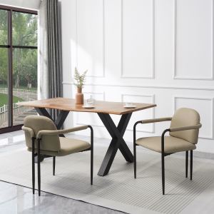 2 chaises din. cadre fer, espresso + khaki