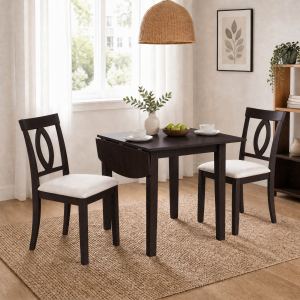 Ensemble salle à manger 3 pièces, table extensible, 2 chaises, brun foncé