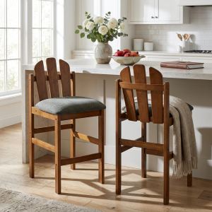 Tabouret comptoir Liora, caoutchouc noyer, vert, 2 unités