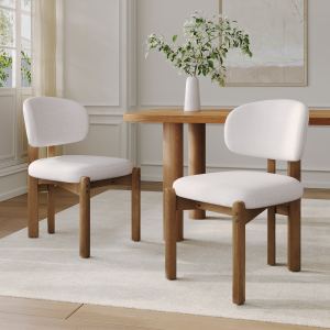 Chaises salle à manger noyer beige mi-siècle 2 pièces