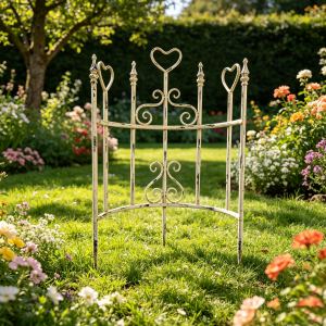 2 clôtures de jardin fer vert rouille vintage panneau décor 29,25x17,51po
