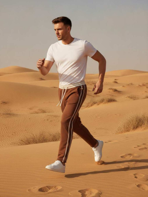 Pantalon casual homme tendance coton ajusté