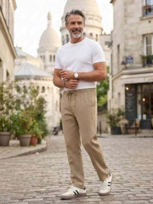 Pantalon casual homme tendance jambe droite