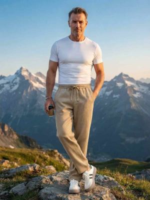 Pantalon casual homme tendance jambe droite