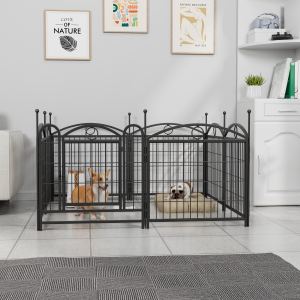 Parc chien intérieur 24", 8 panneaux, métal, pliable, robuste