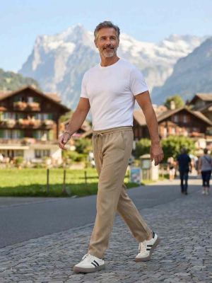 Pantalon casual homme tendance jambe droite