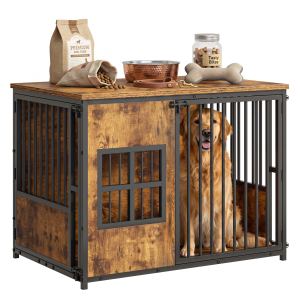 Niche chien bois meuble grande avec rangement