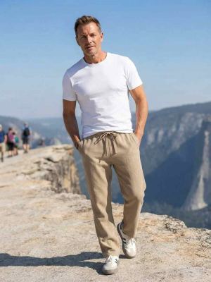 Pantalon casual homme tendance, longueur régulière, coton corduroy