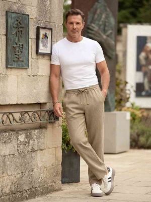 Pantalon homme tendance corduroy droit antirides 9 pouces