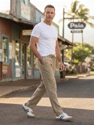 Pantalon décontracté homme, corduroie, coupe droite, anti-froissement