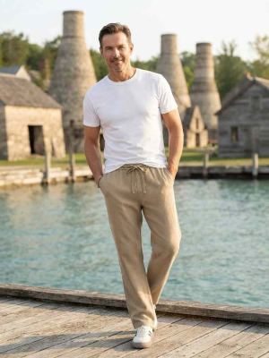 Pantalon homme tendance corduroy droit antirides 9 pouces