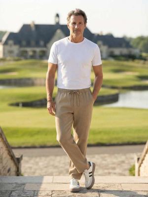 Pantalon homme tendance corduroy droit antirides 9 pouces