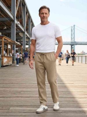 Pantalon casual homme tendance, droit, velours côtelé, ajusté, 9 po