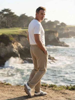 Pantalon décontracté homme, corduroie, coupe droite, anti-froissement
