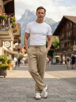 Pantalon casual homme tendance, droit, velours côtelé, ajusté, 9 po
