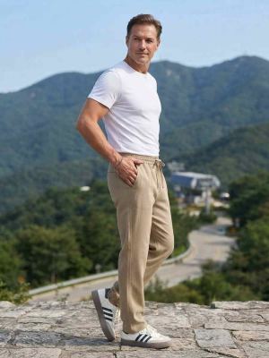 Pantalon homme tendance corduroy droit antirides 9 pouces