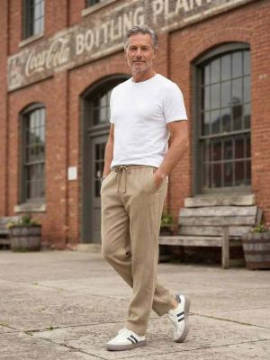 Pantalon casual homme tendance cordon