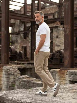 Pantalon casual tendance homme, coupe droite, corduroy, antirides, 9 po