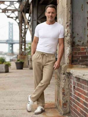 Pantalon casual homme tendance cordon