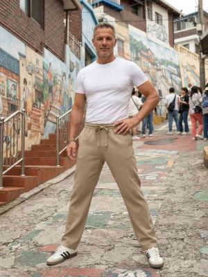 Pantalon décontracté homme tendance coton