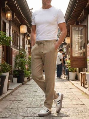 Pantalon casual homme tendance, longueur régulière, coton corduroy