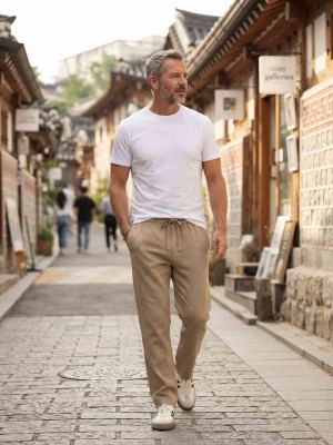 Pantalon casual homme tendance corduroy ajusté