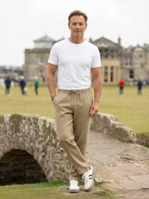 Pantalon homme tendance corduroy droit antirides 9 pouces