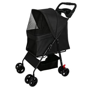 Poussette animaux pliable petits chiens chats sous 28 lb noir