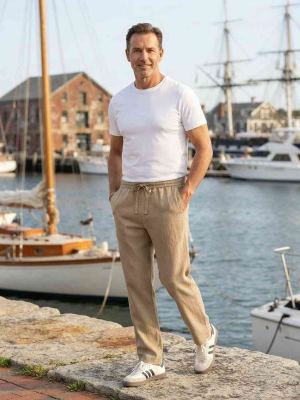 Pantalon décontracté homme tendance, jambe droite