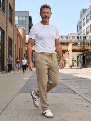 Pantalon décontracté homme tendance, jambe droite
