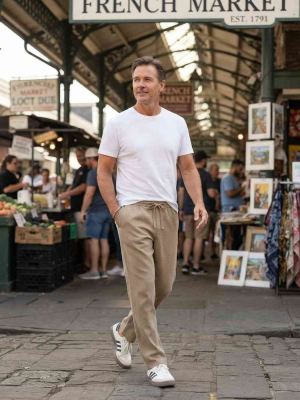 Pantalon casual homme tendance cordon