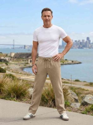 Pantalon décontracté homme tendance, jambe droite