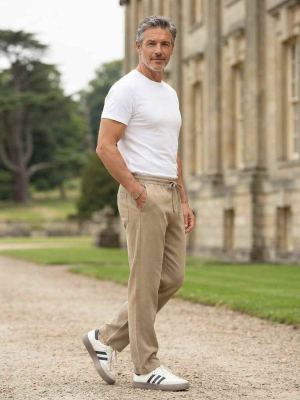 Pantalon casual homme décontracté en velours côtelé ajusté antirides