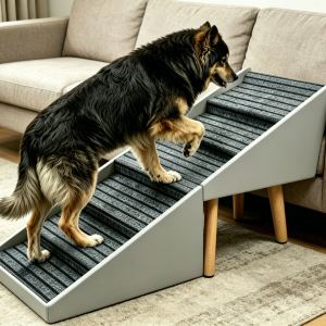Escalier chien 2-en-1 25.2po, ottoman, gris