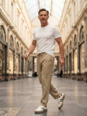 Pantalon décontracté homme tendance coton