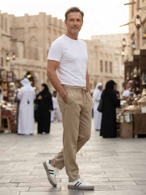 Pantalon casual homme tendance ajusté