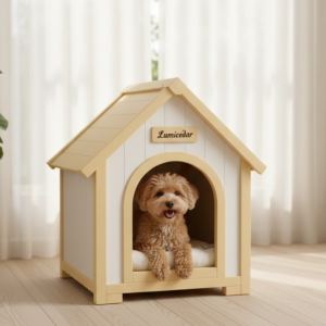 Niche chien bois moderne coussin EVA petit chien/chat