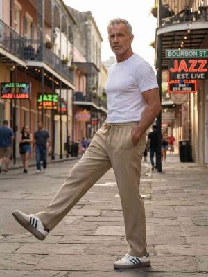 Pantalon casual homme tendance ajusté