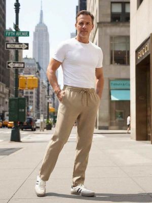 Pantalon décontracté homme tendance et à la mode, coupe droite, velours côtelé, 9 po