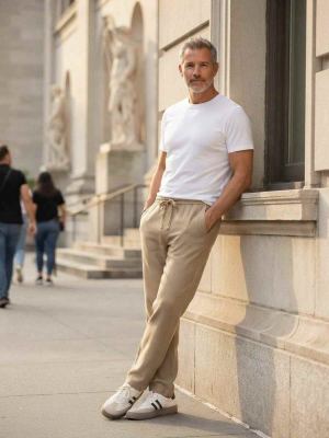 Pantalon décontracté homme tendance coton