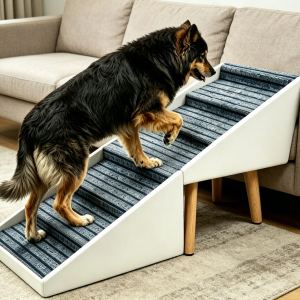 Escalier chien 2-en-1 25.2po, ottoman, beige