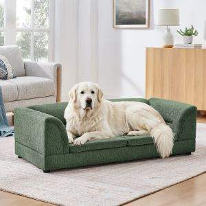 Sofa chien surdimensionné lin vert