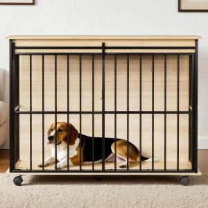 Meuble cage chien bois grande taille