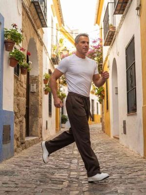 Pantalon décontracté homme, corduroie, coupe droite, anti-froissement