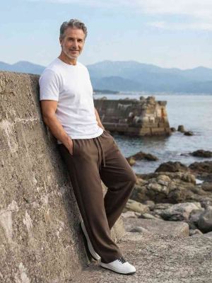 Pantalon casual homme tendance jambe droite
